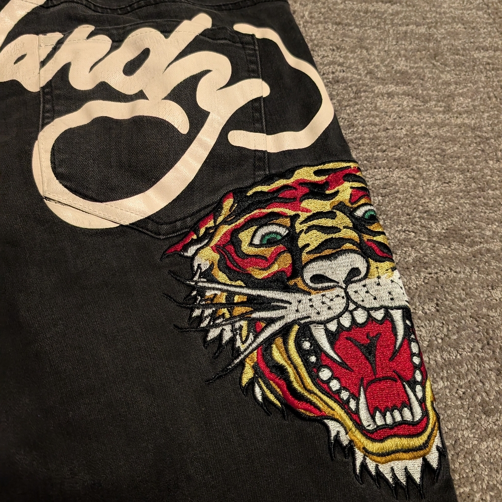 Ed Hardy Black Flared Jeans with Tiger Embroidery - 32 - Picture 5 of 13